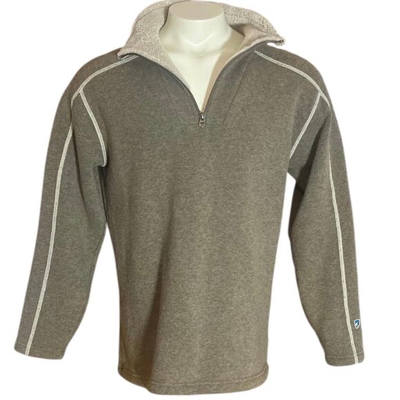 Kuhl Men’s Europa 1/4 Zip Fleece Pull On Tan Sweater Sz L - Picture 1 of 15